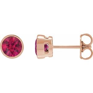 14K Rose Gold 6 mm Lab-Grown Ruby Stud Earrings