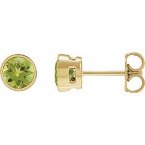 14K Yellow Gold 5 mm Natural Peridot Stud Earrings
