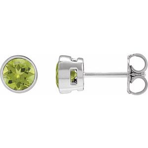 14K White Gold 4 mm Natural Peridot Stud Earrings