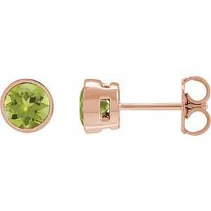 14K Rose Gold 6 mm Natural Peridot Stud Earrings