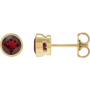 14K Yellow Gold 4 mm Natural Mozambique Garnet Stud Earrings