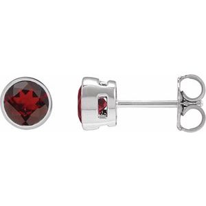 14K White Gold 5 mm Natural Mozambique Garnet Stud Earrings
