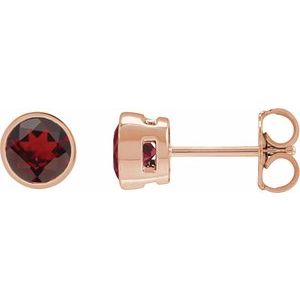 14K Rose Gold 4 mm Natural Mozambique Garnet Stud Earrings