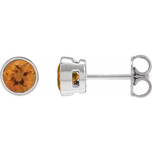 Sterling Silver 5 mm Natural Citrine Stud Earrings