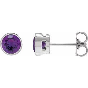 14K White Gold 4 mm Natural Amethyst Stud Earrings