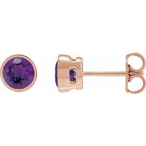 14K Rose Gold 5 mm Natural Amethyst Stud Earrings