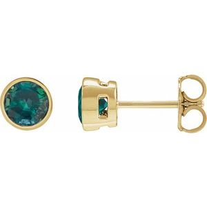 14K Yellow Gold 6 mm Lab-Grown Alexandrite Stud Earrings