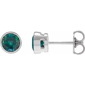 Sterling Silver 6 mm Lab-Grown Alexandrite Stud Earrings