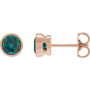 14K Rose Gold 5 mm Lab-Grown Alexandrite Stud Earrings