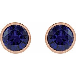14K Rose Gold 6 mm Lab-Grown Blue Sapphire Stud Earrings – image 2