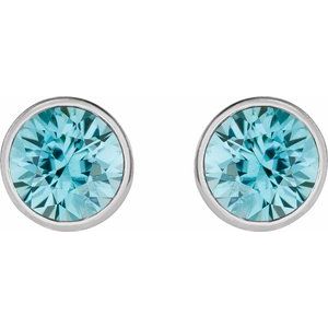 Sterling Silver 4 mm Natural Blue Zircon Stud Earrings – image 2