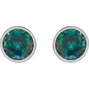 Sterling Silver 5 mm Lab-Grown Alexandrite Stud Earrings – image 2