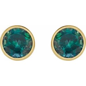 14K Yellow Gold 5 mm Lab-Grown Alexandrite Stud Earrings – image 2