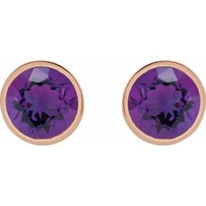 14K Rose Gold 6 mm Natural Amethyst Stud Earrings – image 2