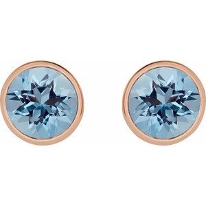 14K Rose Gold 4 mm Natural Aquamarine Stud Earrings – image 2