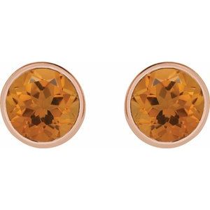 14K Rose Gold 5 mm Natural Citrine Stud Earrings – image 2