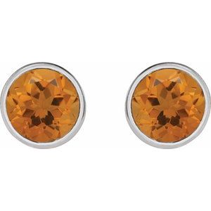 14K White Gold 5 mm Natural Citrine Stud Earrings – image 2