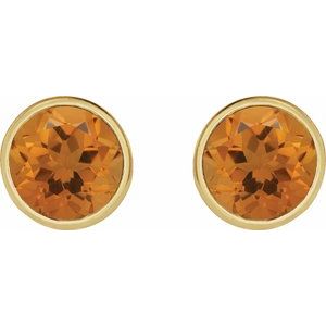 14K Yellow Gold 6 mm Natural Citrine Stud Earrings – image 2