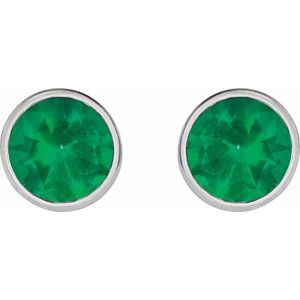 Sterling Silver 4 mm Lab-Grown Emerald Stud Earrings – image 2