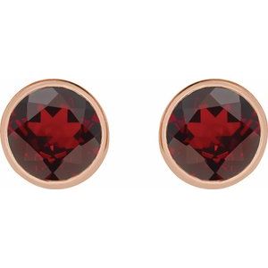 14K Rose Gold 4 mm Natural Mozambique Garnet Stud Earrings – image 2