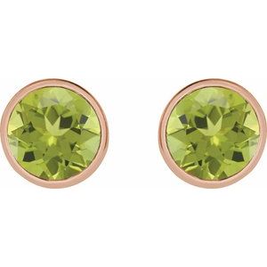 14K Rose Gold 5 mm Natural Peridot Stud Earrings – image 2