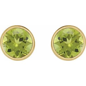 14K Yellow Gold 6 mm Natural Peridot Stud Earrings – image 2