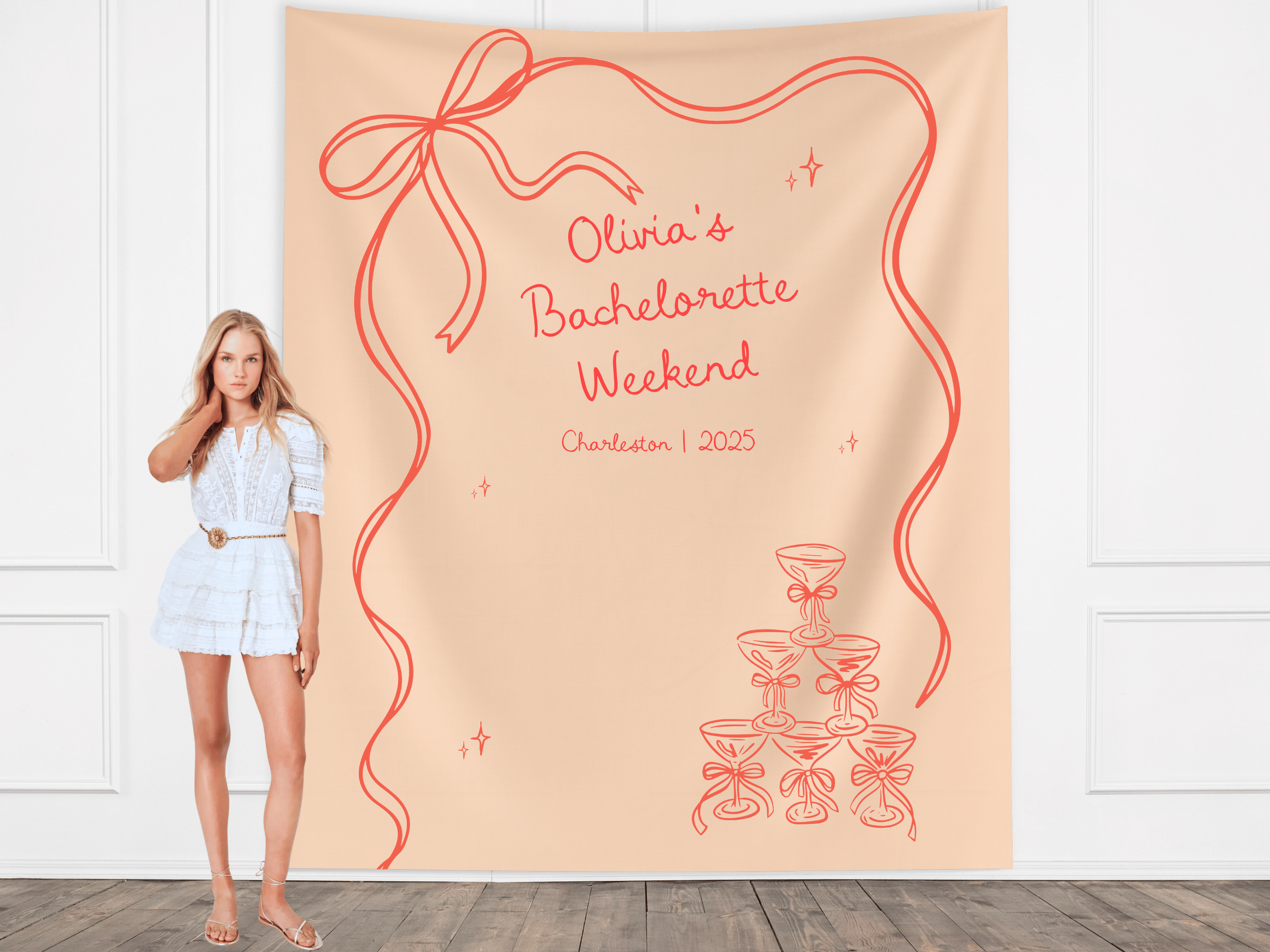 Bow & Champagne Custom Banner