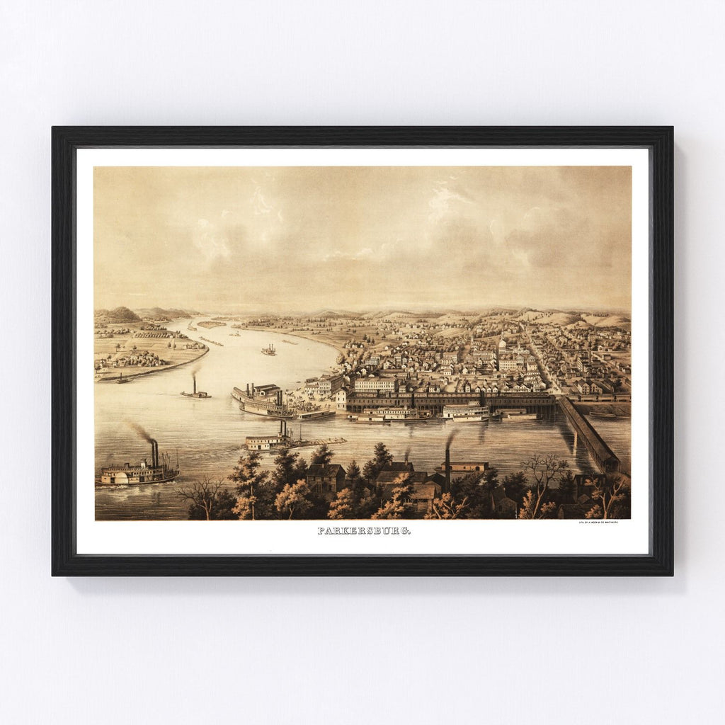 Vintage Map of Parkersburg, West Virginia 1861