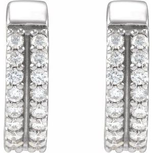 14K White Gold 1/4 CTW Natural Diamond Double-Row 12 mm Hoop Earrings – image 2