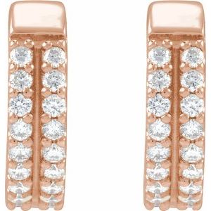 14K Rose Gold 1/4 CTW Natural Diamond Double-Row 12 mm Hoop Earrings – image 2