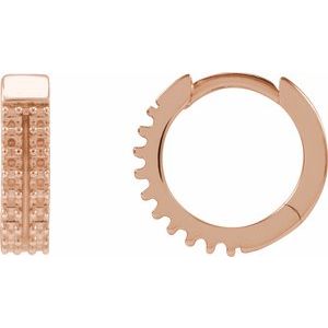 14K Rose Gold 1.2 mm Round Double-Row Hinged 12 mm Hoop Earring