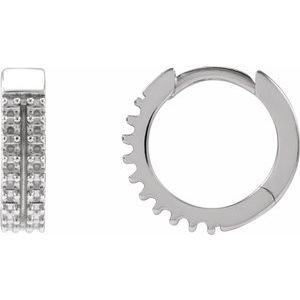 Sterling Silver 1.2 mm Round Double-Row Hinged 12 mm Hoop Earring
