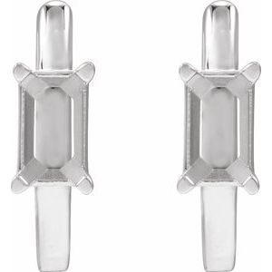 Sterling Silver 5x3 mm Emerald 13 mm Hoop Earring Mounting – image 2