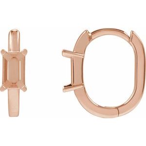 14K Rose Gold 5x3 mm Emerald 13 mm Hoop Earring Mounting