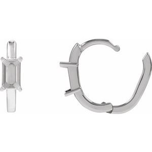 Platinum 5x3 mm Emerald 13 mm Hoop Earring Mounting – image 3