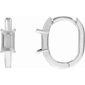 14K White Gold 5x3 mm Emerald 13 mm Hoop Earring Mounting