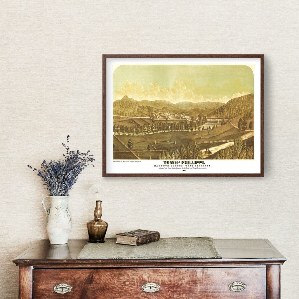 Vintage Map of Phillippi, West Virginia 1861