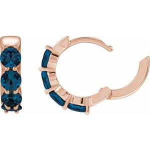 14K Rose Gold Lab-Grown Blue Sapphire 14.3 mm Hoop Earrings – image 3