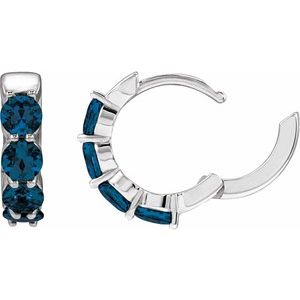 Sterling Silver Lab-Grown Blue Sapphire 14.3 mm Hoop Earrings – image 3