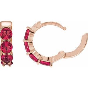 14K Rose Gold Lab-Grown Ruby 14.3 mm Hoop Earrings