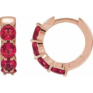 14K Rose Gold Lab-Grown Ruby 14.3 mm Hoop Earrings