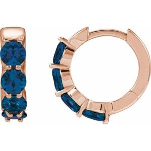 14K Rose Gold Lab-Grown Blue Sapphire 14.3 mm Hoop Earrings