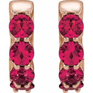 14K Rose Gold Lab-Grown Ruby 14.3 mm Hoop Earrings