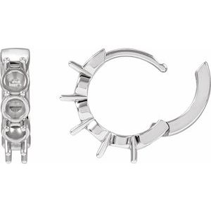 14K White Gold 3.5 mm Round Hinged 14.3 mm Hoop Earring Mounting – image 3
