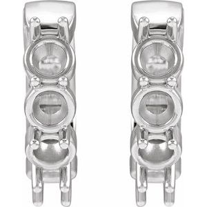14K White Gold 3.5 mm Round Hinged 14.3 mm Hoop Earring Mounting – image 2
