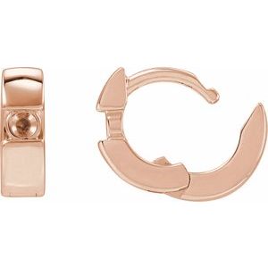 14K Rose Gold 2.5 mm Round 9.8 mm Hinged Huggie Hoop Earring Mounting – image 3