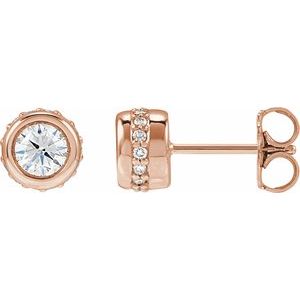 14K Rose Gold 5/8 CTW Lab-Grown Diamond Hidden Halo-Style Stud Earrings