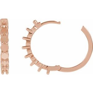 14K Rose Gold 3 mm Round Hinged 20.9 mm Hoop Earring Mounting – image 3