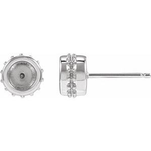 Platinum 4.1 mm Round Bezel-Set Hidden Halo-Style Stud Earring Mounting