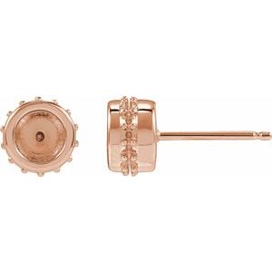 14K Rose Gold 5.2 mm Round Bezel-Set Hidden Halo-Style Stud Earring Mounting